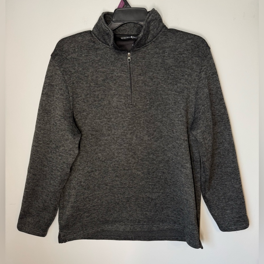 Beverly Hills Polo Club Mens Long Sleeve 1/4 Zip Fleece Pullover Dark Gray Sz L
